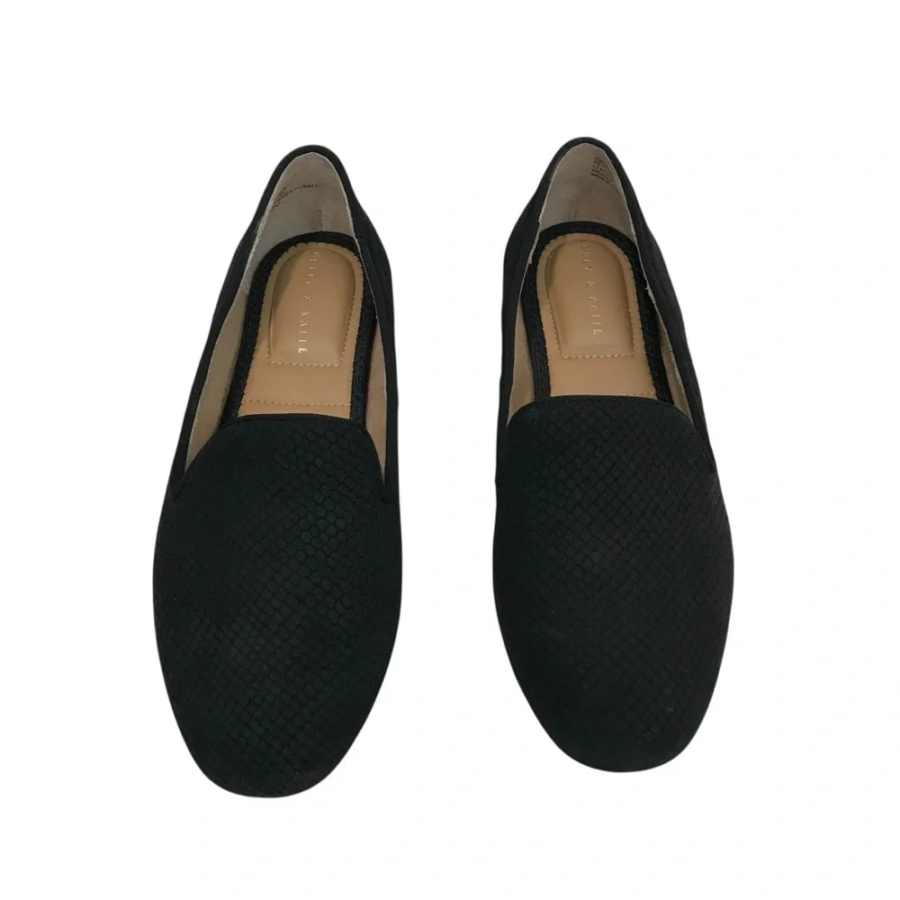 Kelly & Katie Peyton Black Snake Print Round Toe Loafers Womens Size 8 Leather - Picture 5 of 7